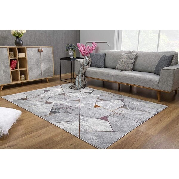 Homeroots 8 x 11 ft. Gray Irregular Geometric Area Rug 391821 - main